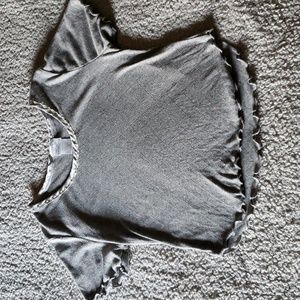 VTG Y2K Soft Ruffled Trim Pajama Baby Tee Shirt Sleeve Crop Top